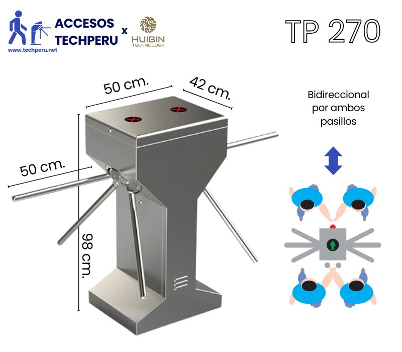 Torniquete Doble para Control de Acceso Peatonal - Instalacion de Torniquete Doble de Acceso - Soluciones TechPeru TP 270