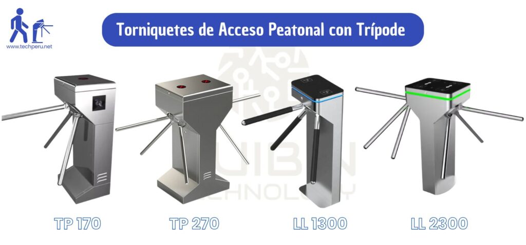 Molinete de Acceso Peatonal Mantenimiento de Torniquete de Acceso Peatonal Tripode con Huella Digital Reconocimiento de Rostro Biometrico ZKTECO - Control de Acceso TechPeru TP 170